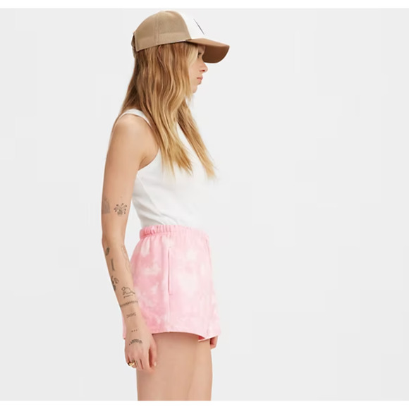 Levi's Charlie Sweatshorts Pink Tie Dye Shorts w/ Pockets Small NWT - Picture 3 of 4